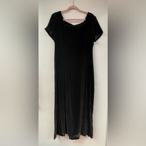 Sigrid Olsen vintage espresso brown short sleeve velour / velvet maxi dress 12